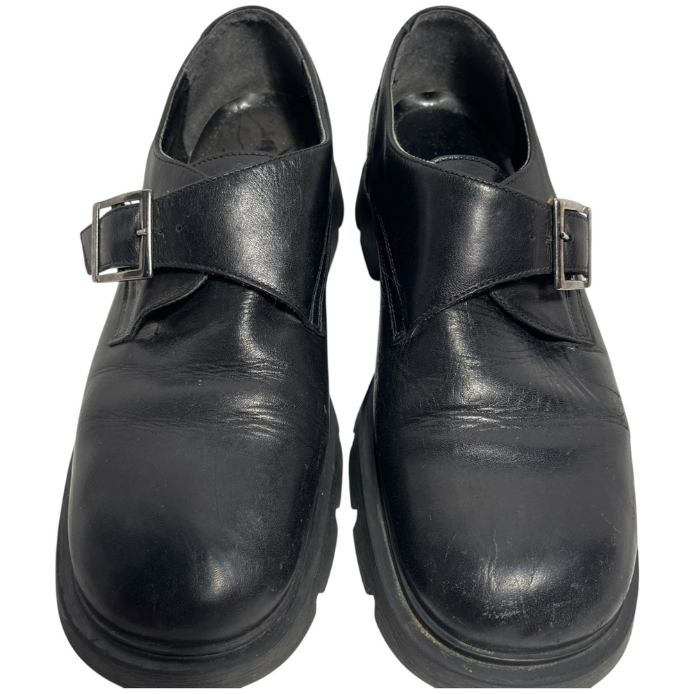 Bass Black Leather Oxford Monk Strap with Buckle Chunky Y2K 90's Shoe